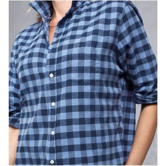 FRANK & EILEEN Eileen Relaxed Button Up Shirt Check Blue Cotton Sz XS {3Z35} - Picture 1 of 5
